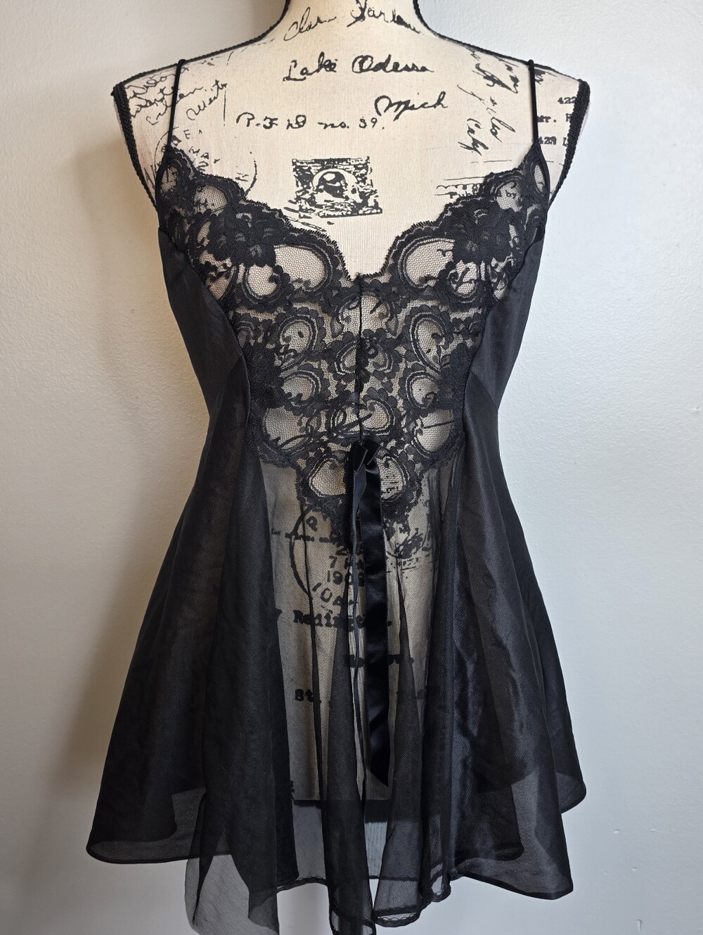 Adonna Black Sheer Nylon Lingerie Top Sz 1xl